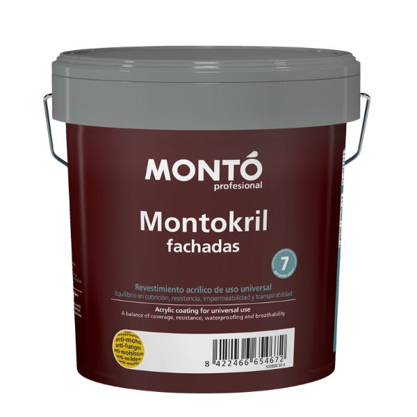 Pintura Montokril revestimiento acrílico al agua liso blanco para fachada 4L