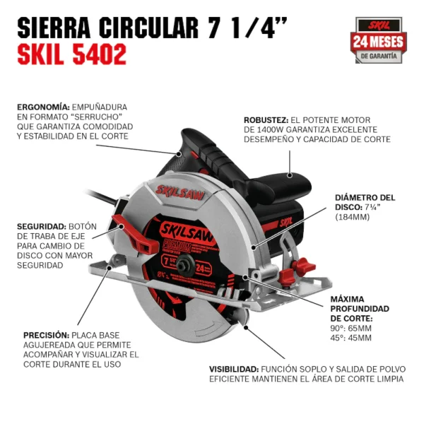 Sierra circular de 7 1400W 6000RPM