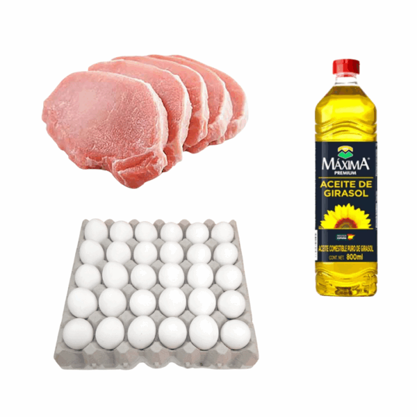 combo huevo aceite y bistec de lomo 