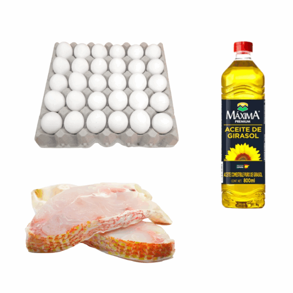 combo huevo aceite y pescado