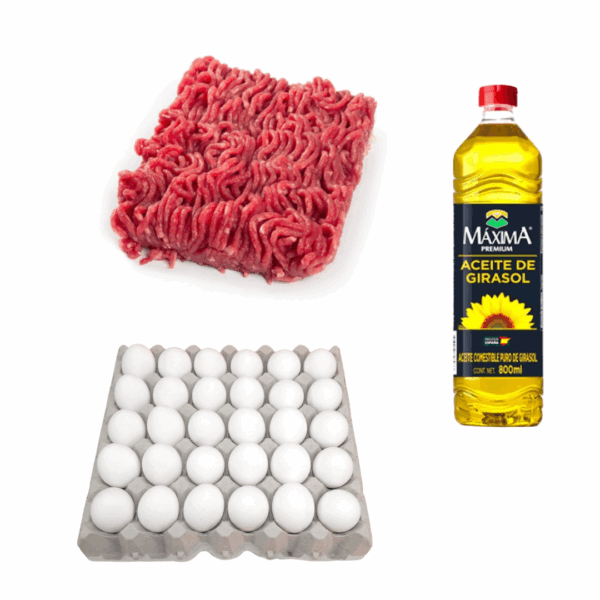 combo huevo aceite y picadillo de res
